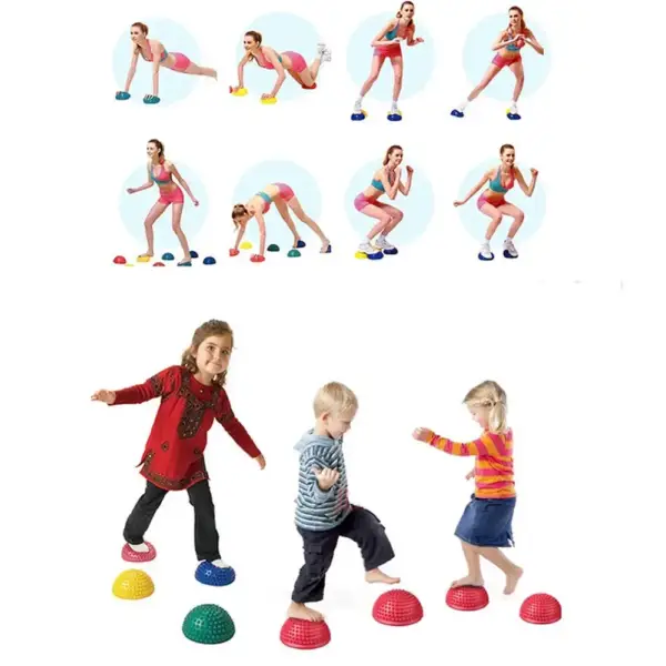 1Pcs PVC Yoga Half Balls, Inflatable Foot Massage for Plantar Fasciitis, Arch, Flat Feet & Heel Pain, Balance Trainer Stabilizer - Image 4