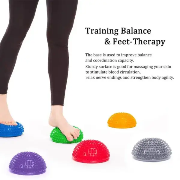 1Pcs PVC Yoga Half Balls, Inflatable Foot Massage for Plantar Fasciitis, Arch, Flat Feet & Heel Pain, Balance Trainer Stabilizer - Image 5