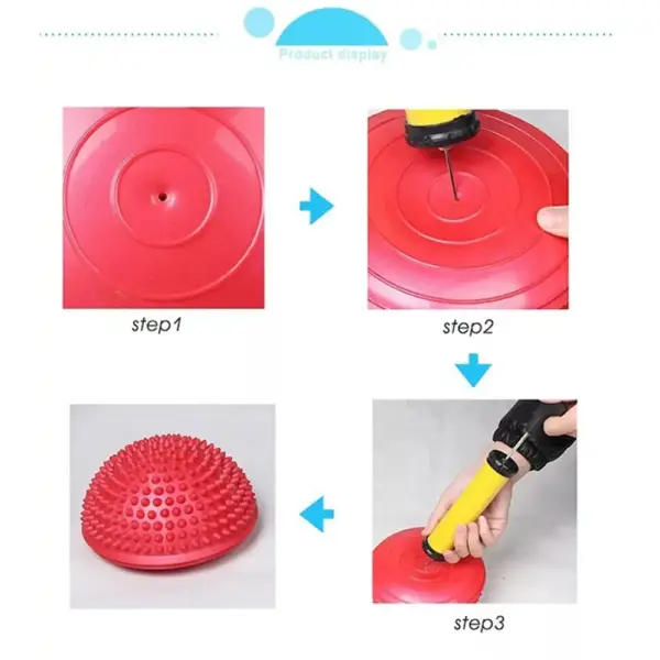 1Pcs PVC Yoga Half Balls, Inflatable Foot Massage for Plantar Fasciitis, Arch, Flat Feet & Heel Pain, Balance Trainer Stabilizer - Image 6