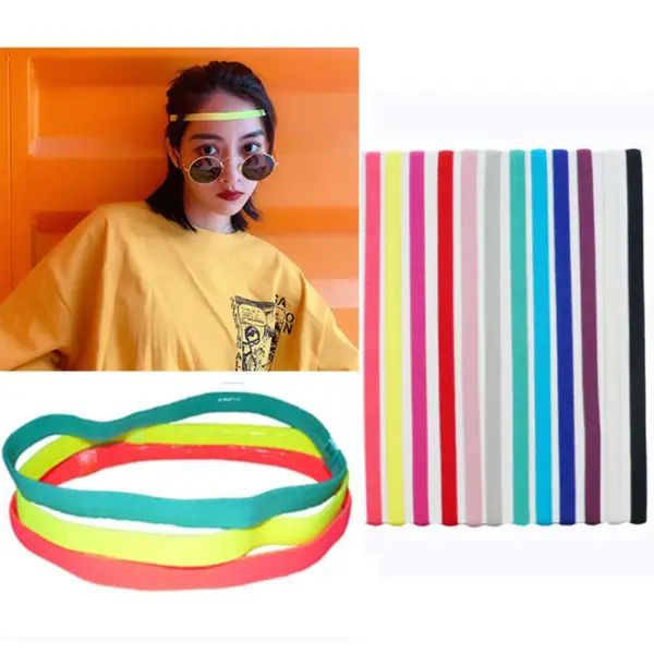 5 Pcs Women Sweatbands Football Yoga Pure Hair Bands Anti-slip Elastic Rubber Thin Sports Headband Men Hair Accessories Headwrap - Image 2