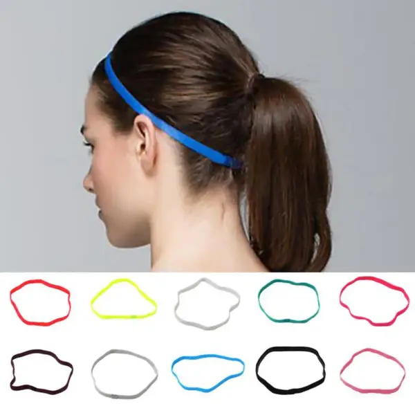 5 Pcs Women Sweatbands Football Yoga Pure Hair Bands Anti-slip Elastic Rubber Thin Sports Headband Men Hair Accessories Headwrap - Image 3