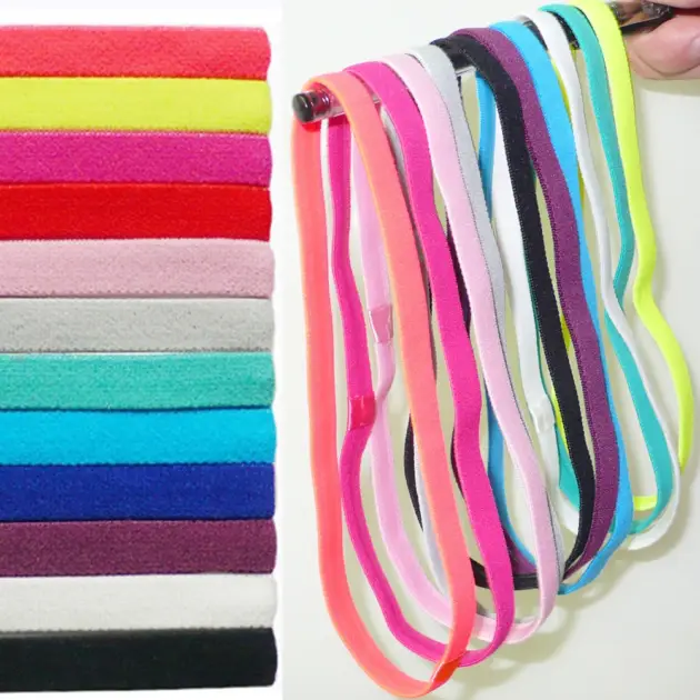 5 Pcs Women Sweatbands Football Yoga Pure Hair Bands Anti-slip Elastic Rubber Thin Sports Headband Men Hair Accessories Headwrap