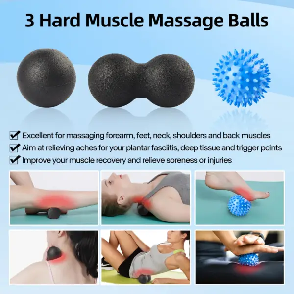 7 in 1 Foam Roller Set High Density Yoga Back Roller Peanut Massage Ball Spiky Massage Ball Resistance Band for Pain Relief - Image 4