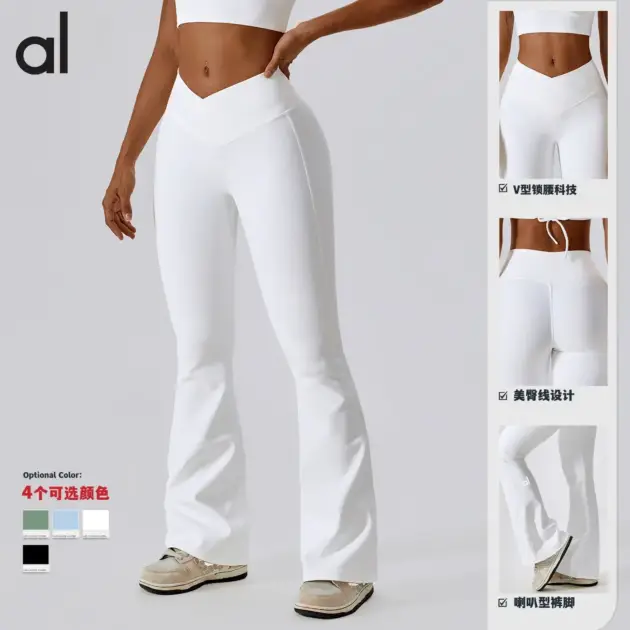 AL Yoga High Waist Yoga Flare Pants Women Crossover Design Dance Sports Wide Leg Pants Casual Hip Lift Fitness Micro Flare Pants