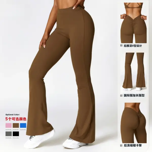 AL Yoga Peach Hip-lifting Yoga Bell-bottom Pants Fitness Wide-leg Boot-cut Pants High-waisted Quick-drying Yoga Pants for Women - Image 3