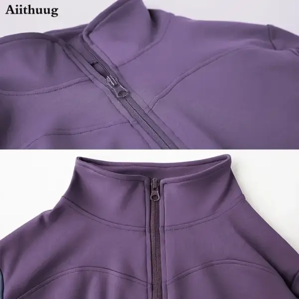 Aiithuug Women's Slim Fit Lightweight Jackets Women's Full Zip-up Yoga Sports Running Jacket with Thumb Holes for Workout - Image 5