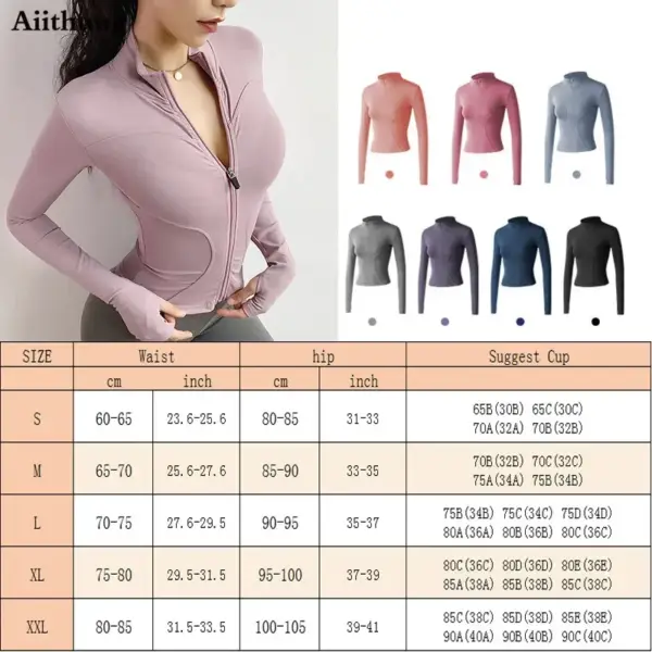 Aiithuug Women's Slim Fit Lightweight Jackets Women's Full Zip-up Yoga Sports Running Jacket with Thumb Holes for Workout - Image 6