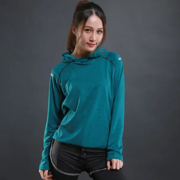 Autumn thin Women Running T Shirts Gym fitness Long Sleeves sweatshirts Quick Dry Training Breathable Hood Sports Yoga Clothing - Image 2
