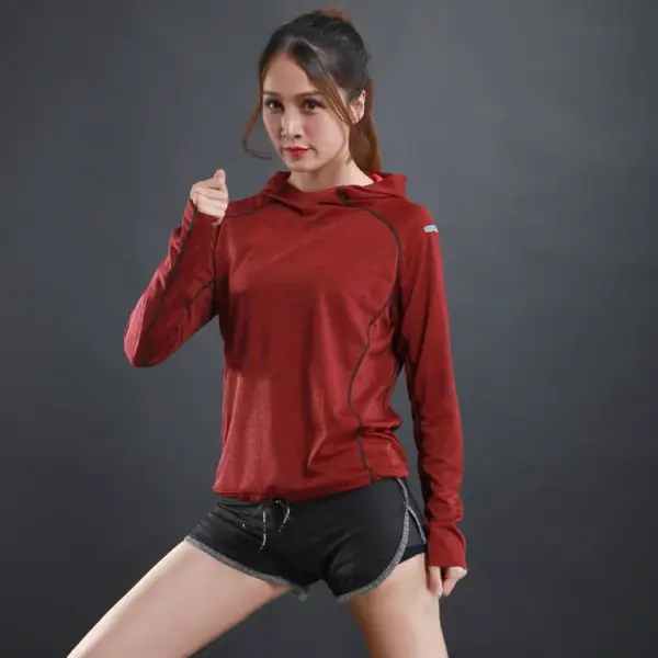 Autumn thin Women Running T Shirts Gym fitness Long Sleeves sweatshirts Quick Dry Training Breathable Hood Sports Yoga Clothing - Image 5
