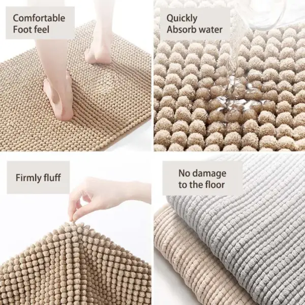 Bathroom Rug Thickened Chenille Floor Mat Super Absorbent Foot Mat Bathroom Carpet Kitchen Bedroom Balcony Non-Slip Floor Mats - Image 2