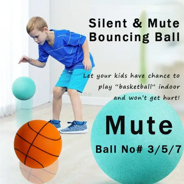 Bouncing Mute Ball Indoor Silent Basketball 24cm Foam Basketball Silent Soft Ball Size 7 Air Bounce Basket Ball 3/5/7 Sports Toy