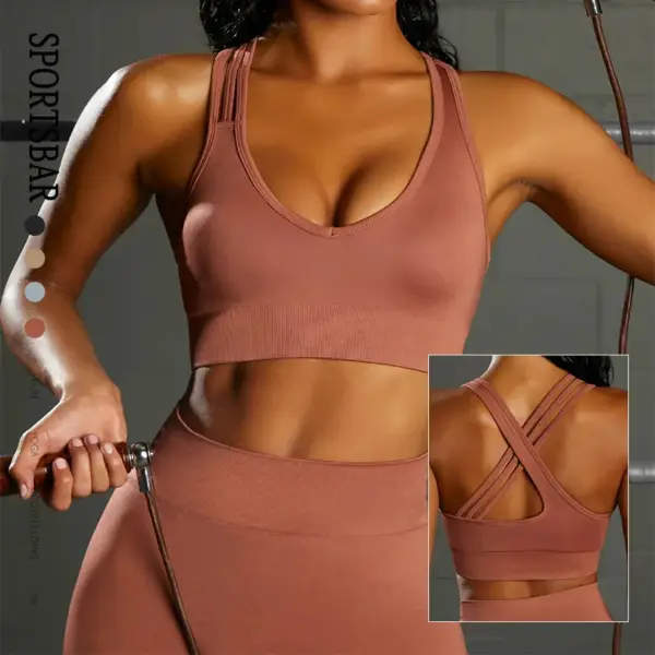 Brand Yoga pants seamless knit sexy sports underwear Running shock-absorbing nude yoga wear set hip lift high waist yoga pants - Image 3