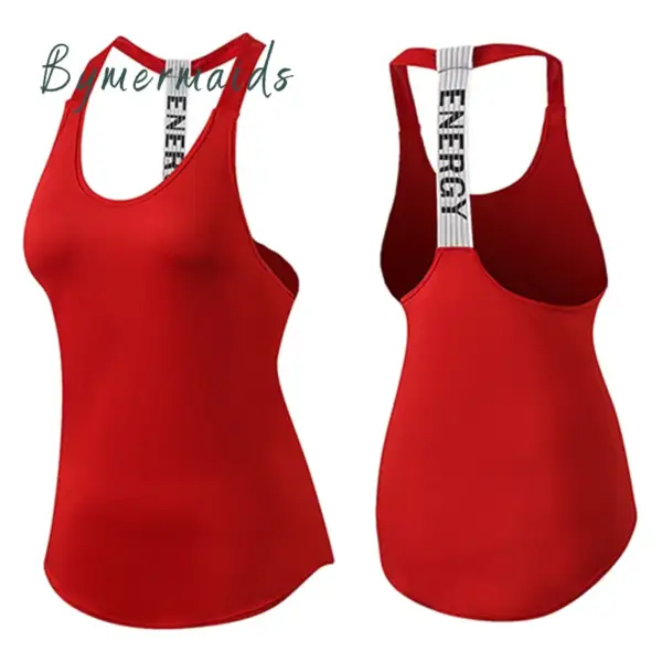 Bymermaids 2022 Gym Tops Women's Sports Top Letter Backless Shirts Sleeveless Yoga Tops Fitness Running Quick Dry Tank Crop Top - Image 6
