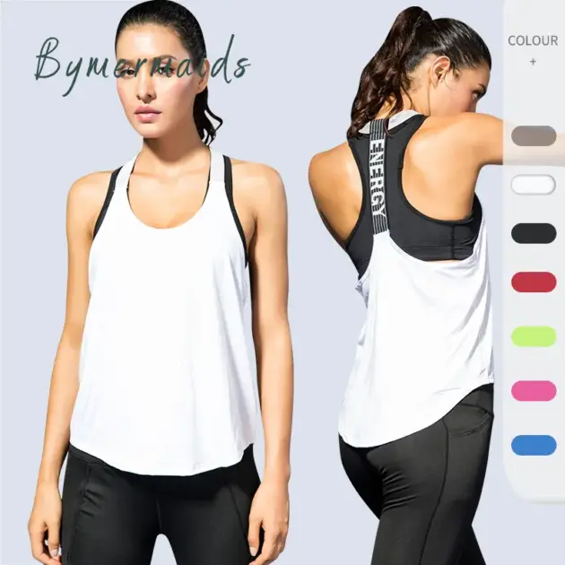 Bymermaids 2022 Gym Tops Women's Sports Top Letter Backless Shirts Sleeveless Yoga Tops Fitness Running Quick Dry Tank Crop Top