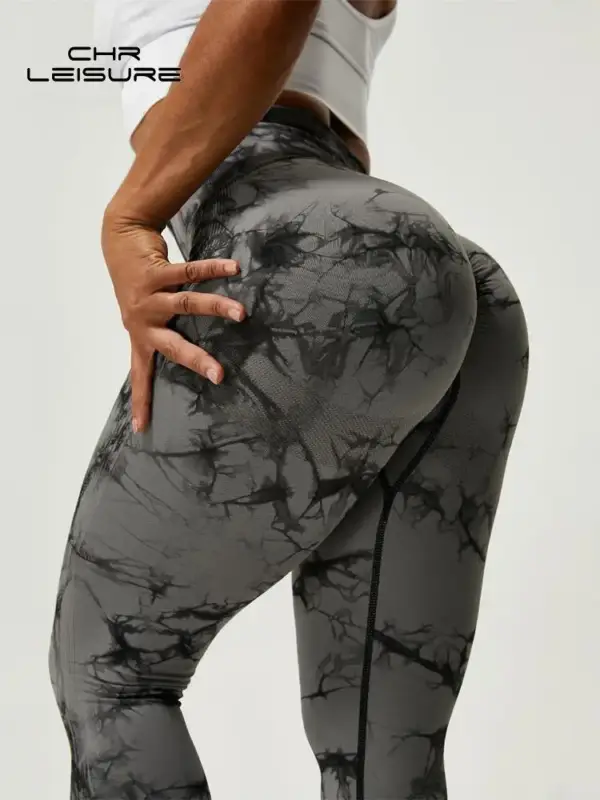CHRLEISURE Tie Dye Push Up High Waist Leggings Stretch Athletic Women Sexy Pants Casual Seamless Gym Knitting Leggings Femme - Image 5