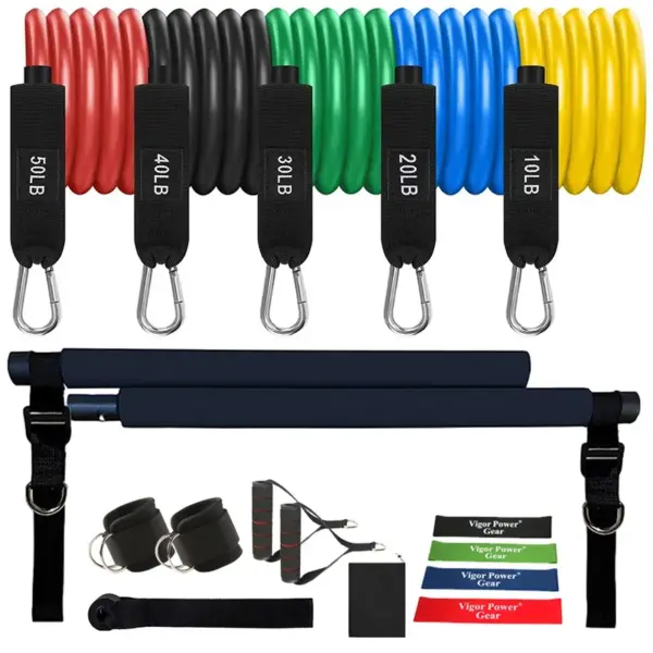 Fitness Rubber Resistance Band Yoga Elastic Pull Ropes Upgraded Training Pilates Bar Set Stength Exercise Equipment