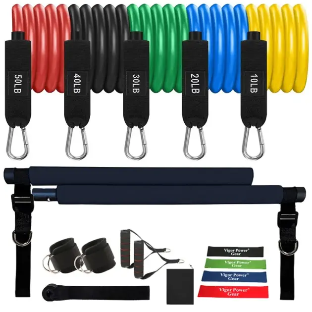 Fitness Rubber Resistance Band Yoga Elastic Pull Ropes Upgraded Training Pilates Bar Set Stength Exercise Equipment