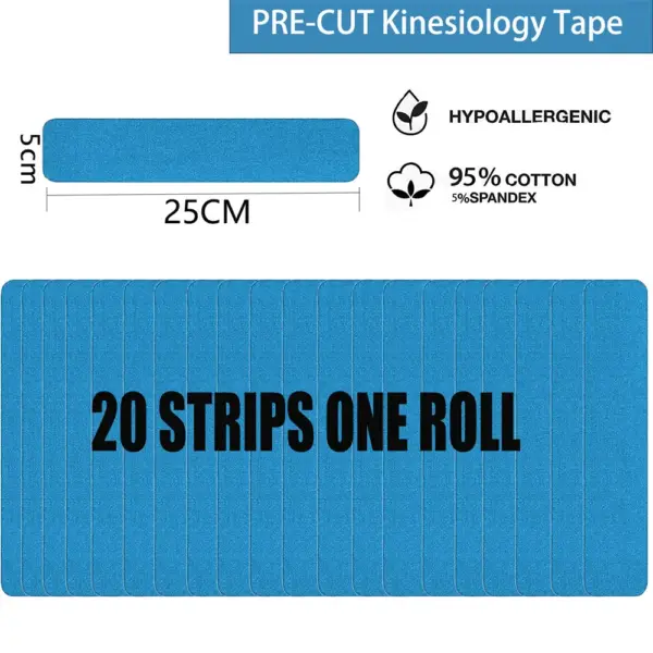 Kinesiology Tape Pro Precut 20 Strips Sports Waterproof Breathable Latex Free Tape Ankle Knees Elastic Sports Activities Tapes - Image 2
