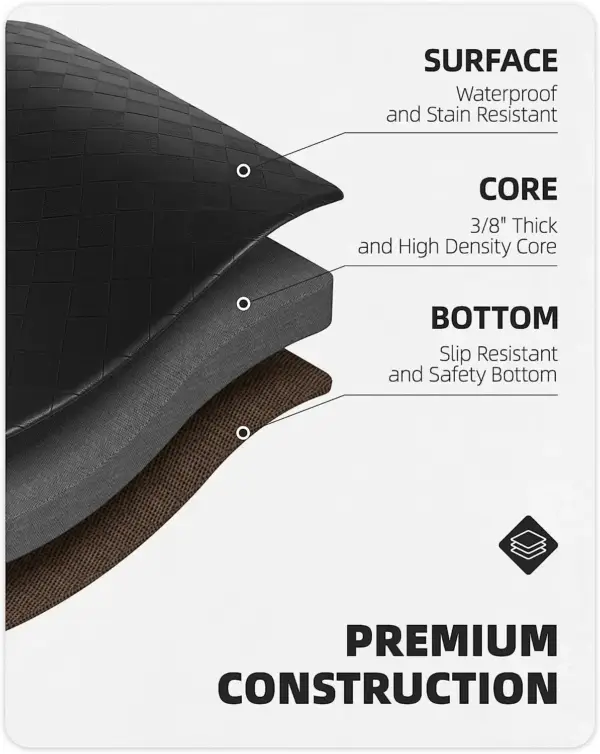Kitchen Mat ，Long Runner Kitchen Floor Mats，PVC 10mm Cushioned Anti Fatigue, Foam Comfort Kitchen Padded Mats for Standing - Image 2