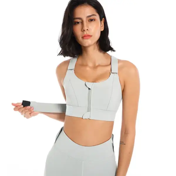 Large Size High-strength Sports Bra Women's Shockproof Running Big Chest Small Front Zipper Fitness Yoga Clothing Vest Underwear - Image 2