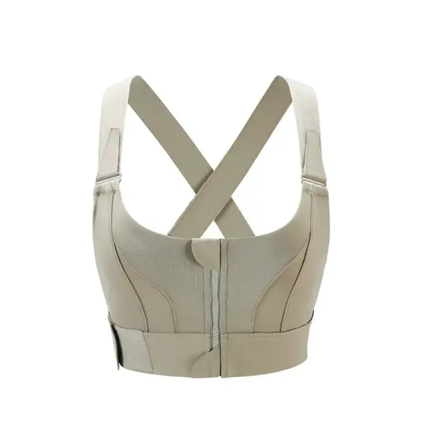 Large Size High-strength Sports Bra Women's Shockproof Running Big Chest Small Front Zipper Fitness Yoga Clothing Vest Underwear - Image 5