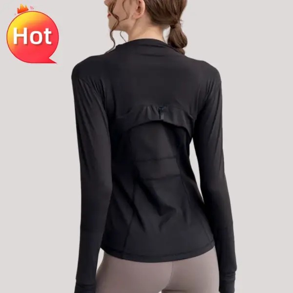 LuluG with Logo Gym Top Women Sports Jacket with Zipper Workout Fitness Jackets Long-sleeved Coat Winter Warm Woman Clothing - Image 3