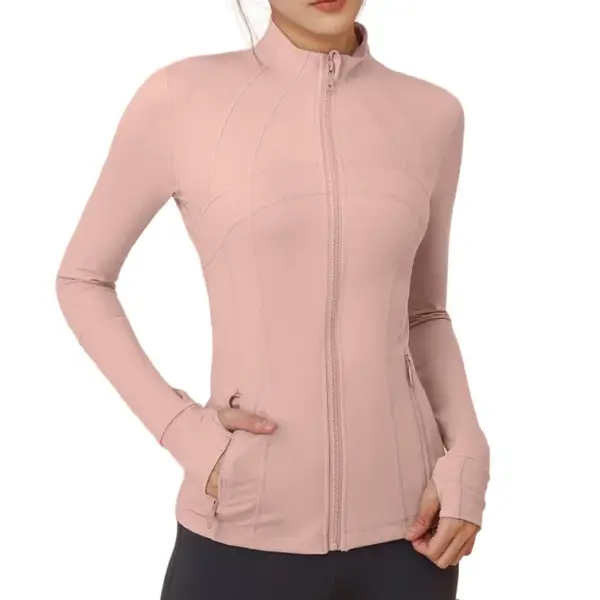 LuluG with Logo Gym Top Women Sports Jacket with Zipper Workout Fitness Jackets Long-sleeved Coat Winter Warm Woman Clothing - Image 4