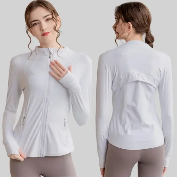 LuluG with Logo Gym Top Women Sports Jacket with Zipper Workout Fitness Jackets Long-sleeved Coat Winter Warm Woman Clothing - Image 6
