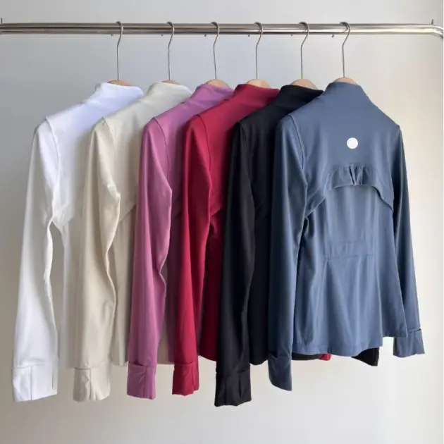LuluG with Logo Gym Top Women Sports Jacket with Zipper Workout Fitness Jackets Long-sleeved Coat Winter Warm Woman Clothing