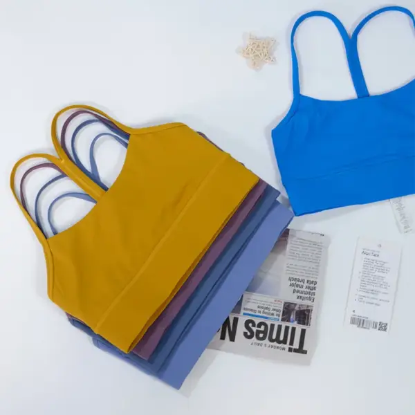 Luluwomen Sports Yoga Bra Y-Back Gathering High Quality Breathable Fitness Running Quick Drying Women's Yoga Tank Top with logo - Image 2