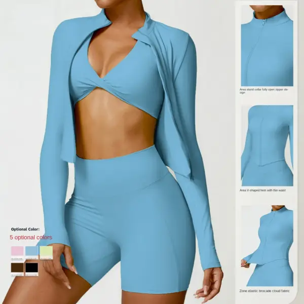 Mermaid Curve Quick Drying Naked Fitness Coat Sports Tight Long Sleeved Yoga Coat Women's Zipper Running Material Feature Gender - Image 3