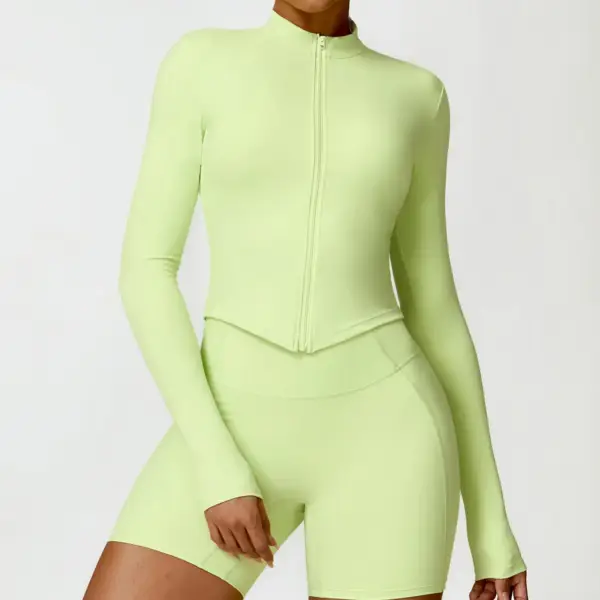 Mermaid Curve Quick Drying Naked Fitness Coat Sports Tight Long Sleeved Yoga Coat Women's Zipper Running Material Feature Gender - Image 4