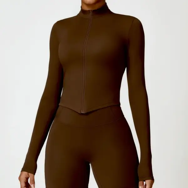 Mermaid Curve Quick Drying Naked Fitness Coat Sports Tight Long Sleeved Yoga Coat Women's Zipper Running Material Feature Gender - Image 6