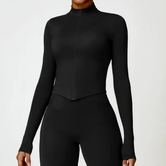 Mermaid Curve Quick Drying Naked Fitness Coat Sports Tight Long Sleeved Yoga Coat Women's Zipper Running Material Feature Gender