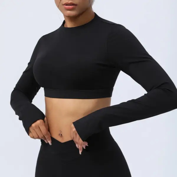 New Back Hollow Yoga T-shirt Top Long Sleeved Crop Top Sports Tight Fitness Clothing Women's Pilates Shirt 2024 Spring Autumn - Image 5