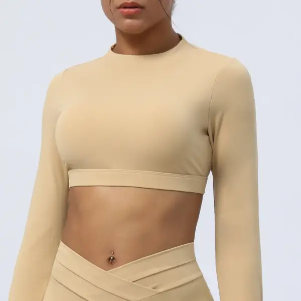 New Back Hollow Yoga T-shirt Top Long Sleeved Crop Top Sports Tight Fitness Clothing Women's Pilates Shirt 2024 Spring Autumn - Image 6
