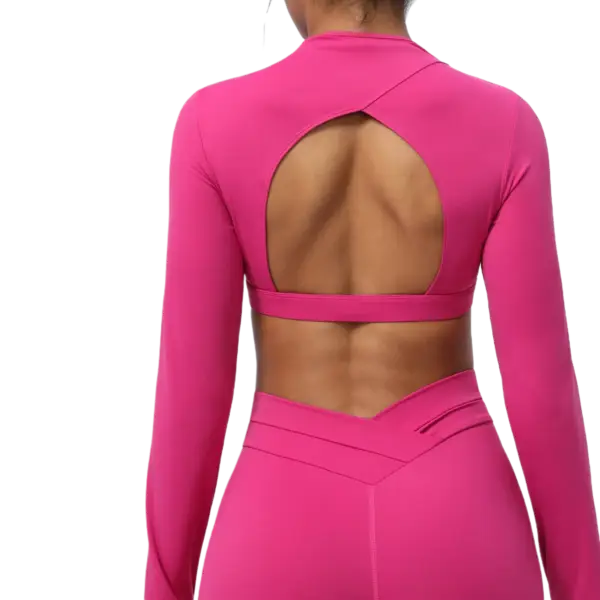 New Back Hollow Yoga T-shirt Top Long Sleeved Crop Top Sports Tight Fitness Clothing Women's Pilates Shirt 2024 Spring Autumn