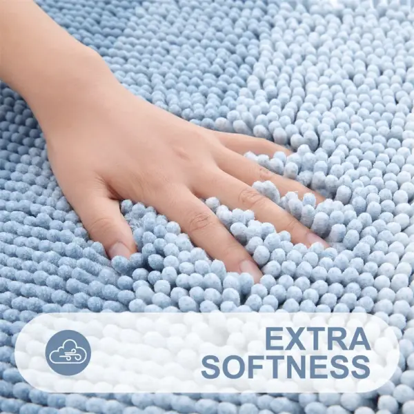 Olanly Chenille Striped Bathroom Rug Mat Extra Thick Absorbent Bath Rug Non-Slip Soft Plush Shaggy Bath Carpet Machine Wash Mats - Image 2