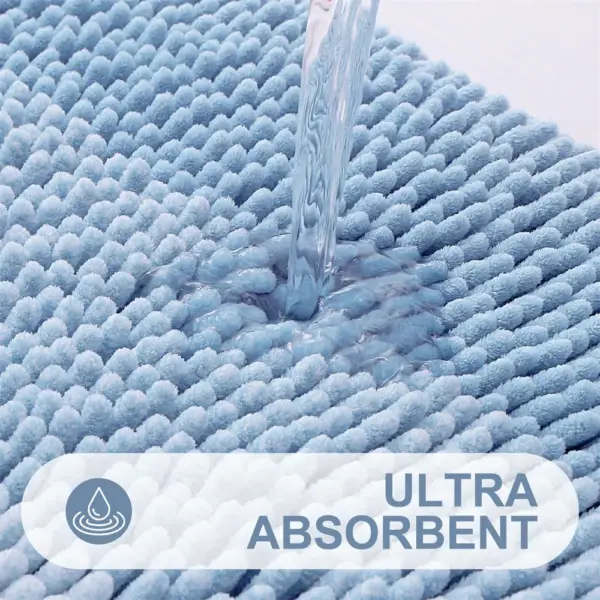 Olanly Chenille Striped Bathroom Rug Mat Extra Thick Absorbent Bath Rug Non-Slip Soft Plush Shaggy Bath Carpet Machine Wash Mats - Image 3