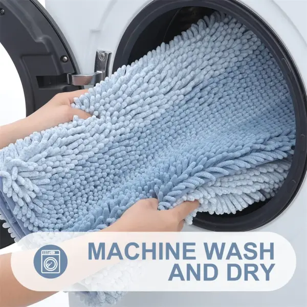 Olanly Chenille Striped Bathroom Rug Mat Extra Thick Absorbent Bath Rug Non-Slip Soft Plush Shaggy Bath Carpet Machine Wash Mats - Image 5