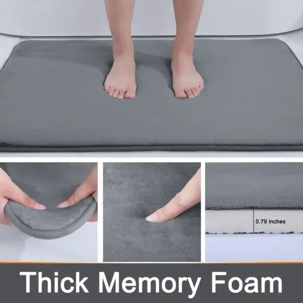 Olanly Silicone Bath Mat Non-Slip Shower Bathroom Rug Memory Foam Carpet Soft Foot Mat Stone Floor Super Absorbent Quick Dry Rug - Image 2