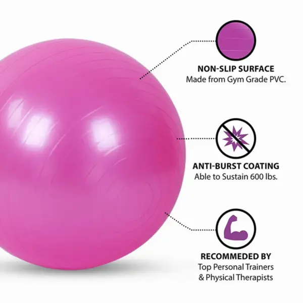 PVC Fitness Balls Yoga Ball Thickened Explosion-proof Exercise Home Gym Pilates Equipment Balance Ball 45cm/55cm/65cm/75cm/85cm - Image 3
