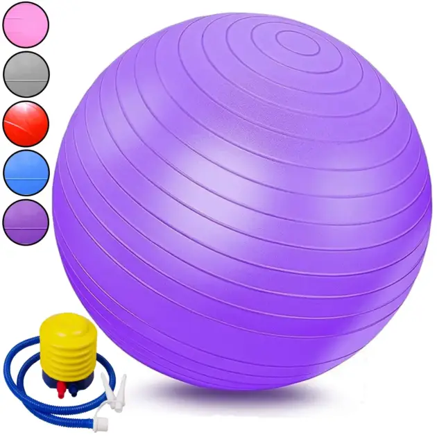 Pilates Ball Yoga Balls Stability Anti-Slip-Burst Exercise Balls with Pump Balance Ball for Office Home Workout Gym Pregnancy