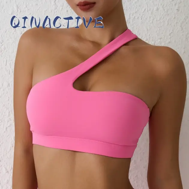 QINACTIVE Sports Bra High Stretch Comfy One-Shoulder Underwear Women Fitness Gym Top Women Bra Running Workout Yoga Clothing