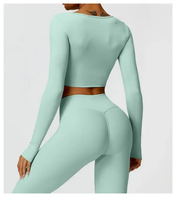 Sexy Long Sleeve Yoga Clothes Women Breathable Fitness Crop Top Quick Dry Gym Top Sportswear Women Workout Top Female - Image 2