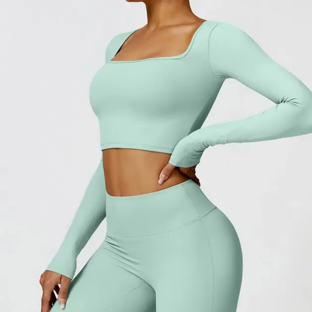 Sexy Long Sleeve Yoga Clothes Women Breathable Fitness Crop Top Quick Dry Gym Top Sportswear Women Workout Top Female