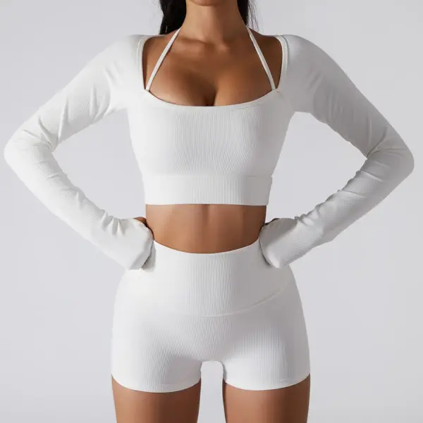 Sexy Women Seamless Workout Yoga Shirt Exposed Navel Quick Dry Fitness Sport Wear Push-up Run Clothes Women Fitness Sports Shirt - Image 2