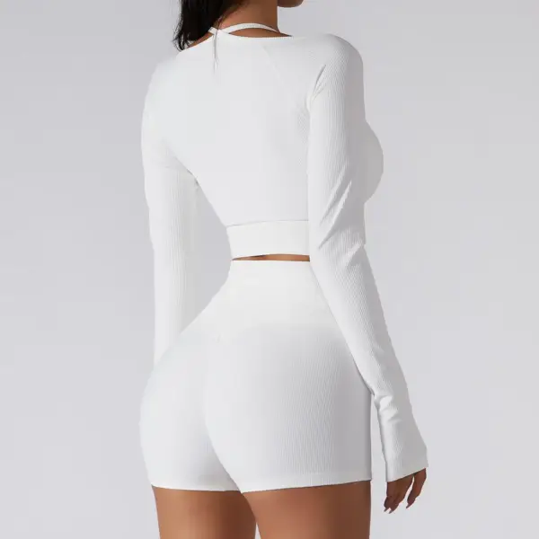 Sexy Women Seamless Workout Yoga Shirt Exposed Navel Quick Dry Fitness Sport Wear Push-up Run Clothes Women Fitness Sports Shirt - Image 4