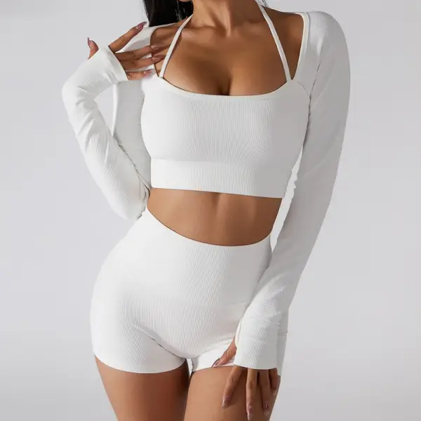 Sexy Women Seamless Workout Yoga Shirt Exposed Navel Quick Dry Fitness Sport Wear Push-up Run Clothes Women Fitness Sports Shirt