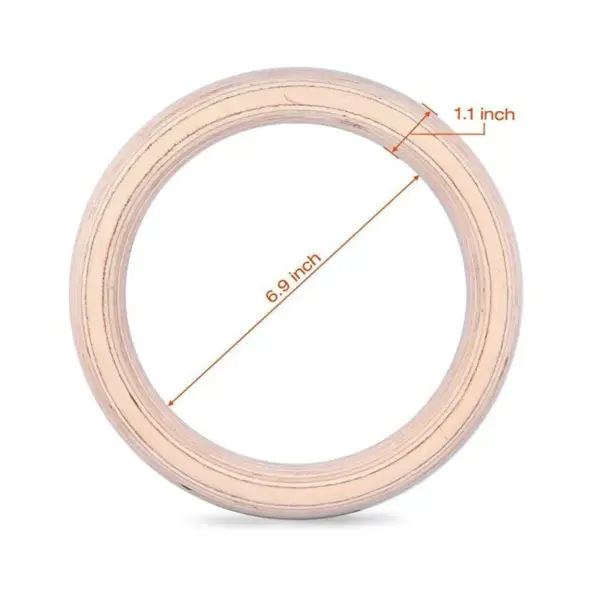Sports Wood Gymnastic Rings with Adjustable Buckle Straps Anti-slip belt for Strength Training Home Gym Full Body Workout - Image 4